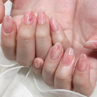 【サイズオーダー】 ネイルチップ 桃ネイル ニュアンス 韓国 ぷるぷる桃ネイル🍑 #桃ネイル #ニュアンスネイル #韓国ネイル