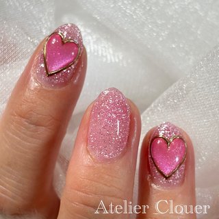 ネイルチップ オーダー ミラー マグネット ピンク ぷっくりハート 3d 韓国 ネイルチップ オーダー ミラー マグネット ピンク ぷっくりハート 3d