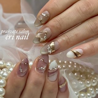 オーダー　ネイルチップ　マグネット　ハート　ホワイトミラー　ワンホン　ガーリー オーダー ネイルチップ マグネット ハート ホワイトミラー