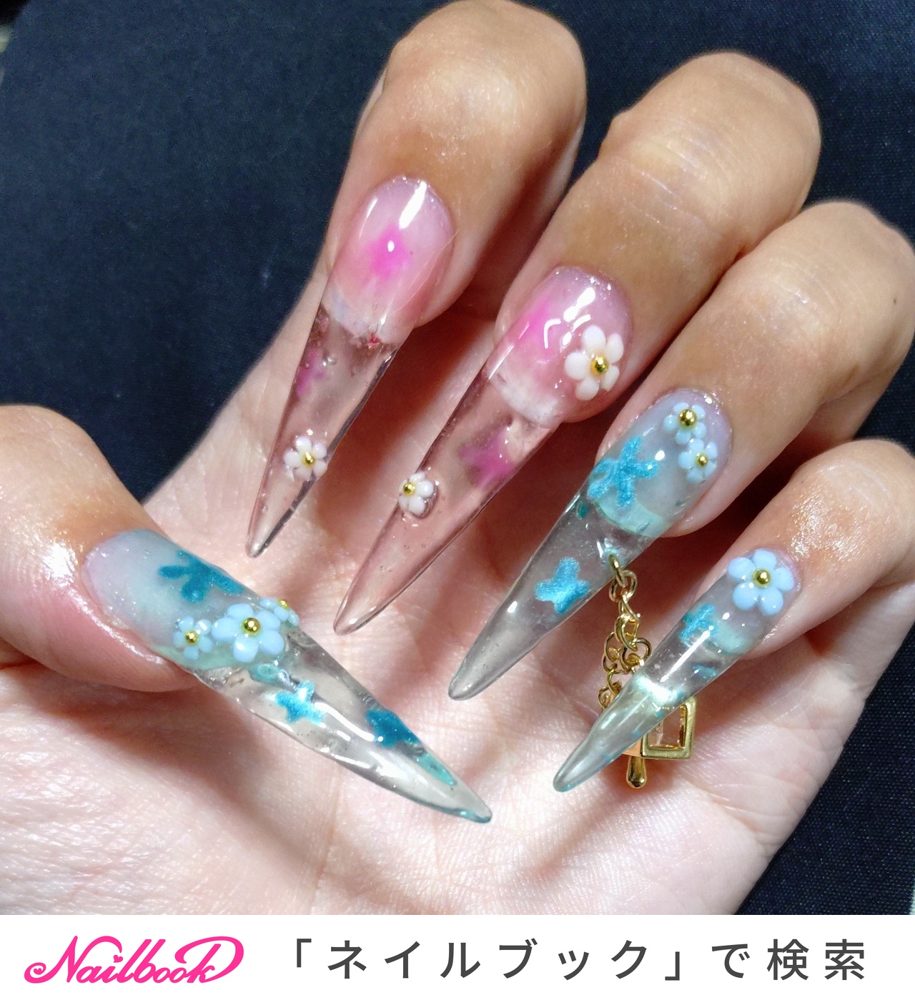 ゆれるパーツ ゆれるネイル 揺れるパーツのネイルデザイン｜ネイルブック