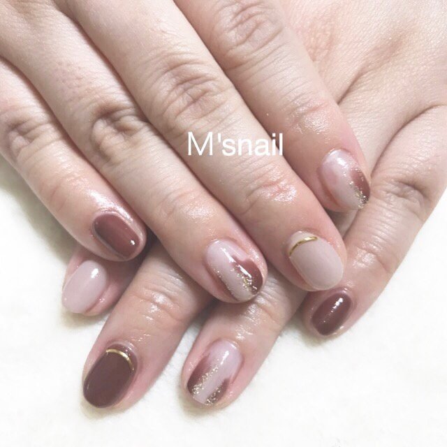 秋 冬 ハンド グラデーション ワンカラー M S Nailのネイルデザイン