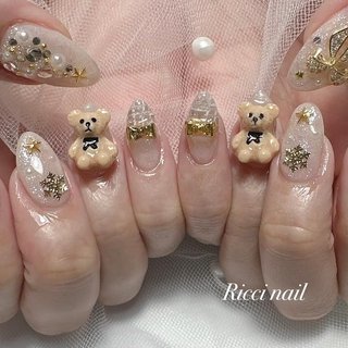 ネイルチップ オーダーネイルチップ テディベアネイル テディベアネイル🧸 かわい