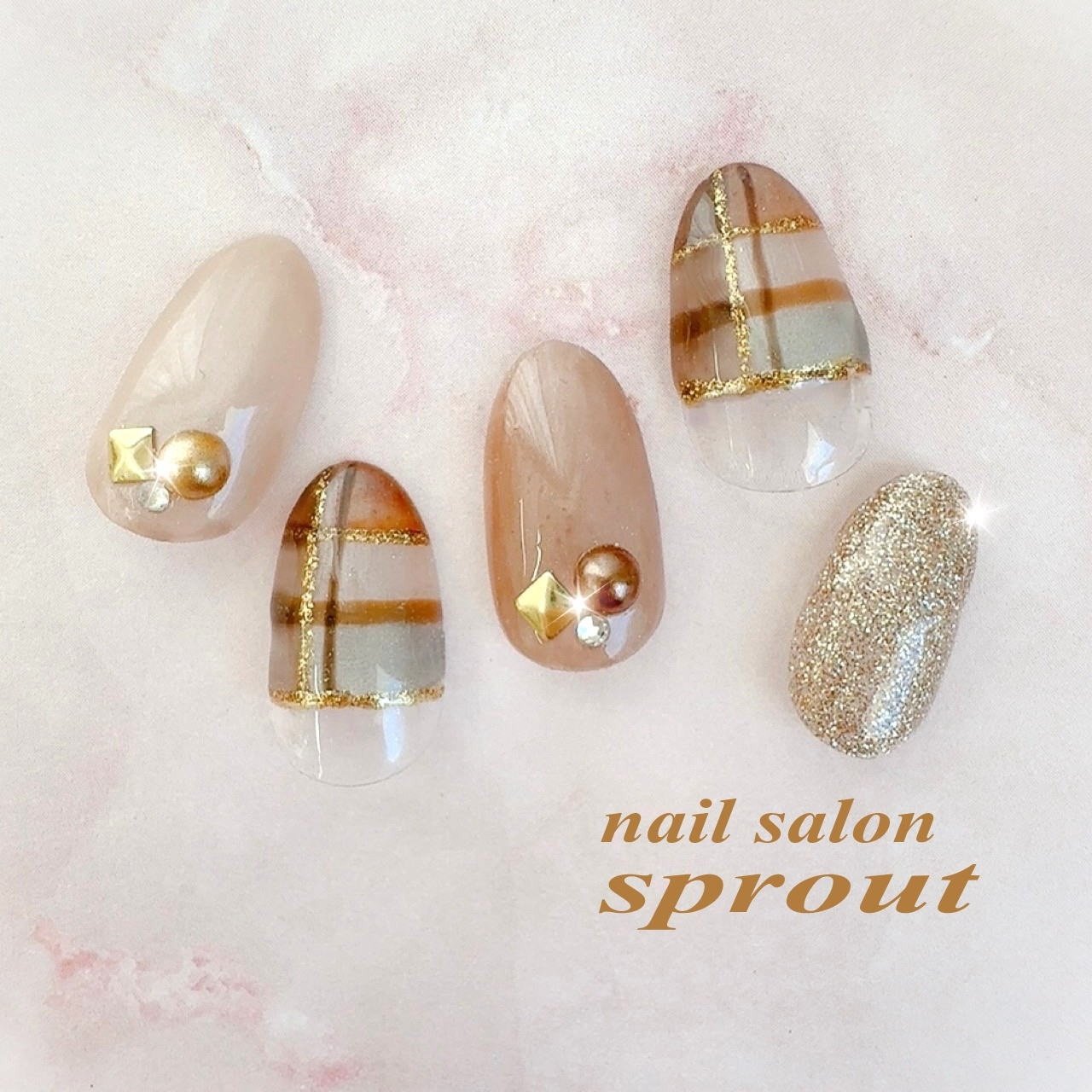 秋/チェック/マグネット/シアー/ミディアム - nailsalon sprout
