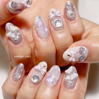 ♡ ハンドメイド ネイル ♡ 平成女児がときめく♬*° 春のドットネイル🍓🍥 Spring nails︎︎