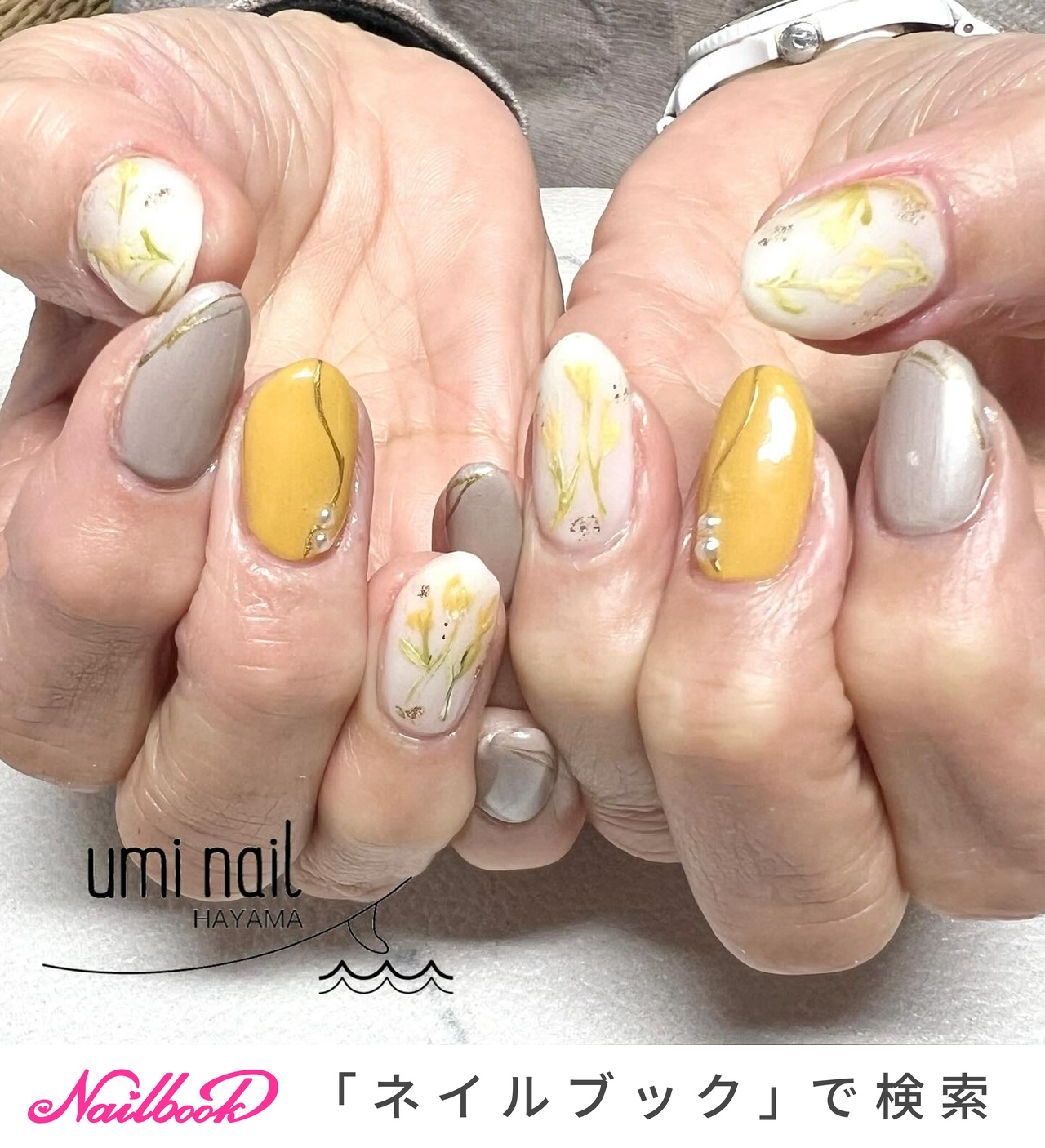 ネイルチップ オーダー ミモザ 押し花 イエロー 春 ニュアンス ネイルチップ オーダー ミモザ 押し花 イエロー 春 ニュアンス