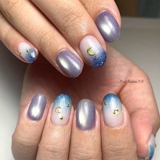 グラデーション/星/ブルーのネイルデザイン｜ネイルブック