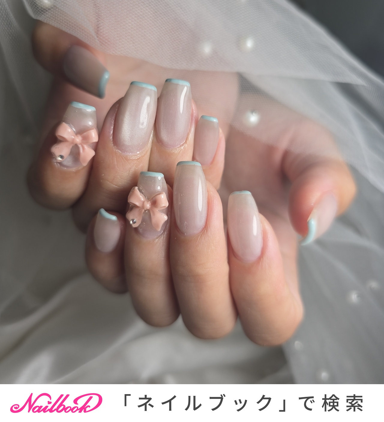 ネイルチップ ワンホン 薔薇 リボン ちゅるん ネイルチップ ワンホン 薔薇 リボン ちゅるん