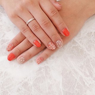 2025年】新着順｜夏/チェック/オレンジのネイルデザイン｜ネイルブック