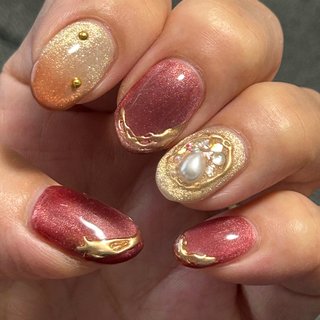 2025年】新着順｜ミラーネイル(ミラー)/ワインレッドのネイルデザイン