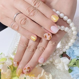 くすみグレージュべっ甲ニュアンスネイル ミラーフレンチ韓国 ちゅるん 秋 金 冬 くすみグレージュべっ甲ニュアンスネイル ミラーフレンチ韓国