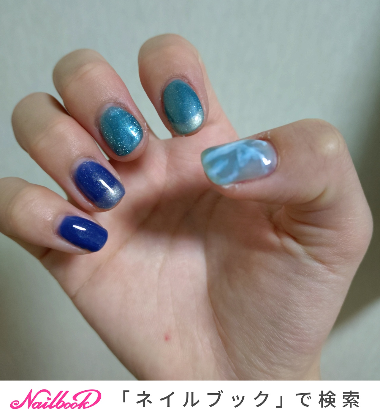 ネイビーマグネット♡ネイルチップ マグネットジェルネイル💅ネイルチップで長さ出し〜ネイル