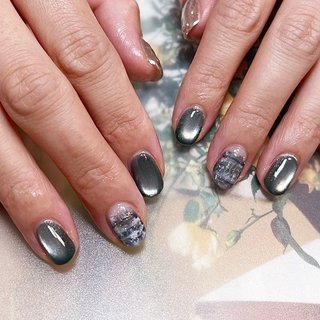 ［26］ネイルチップ マグネットネイル チェック柄 個性派 モノトーン オーダー 26］ネイルチップ マグネットネイル チェック柄 個性派 モノトーン