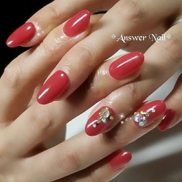 ハンド シンプル レッド ジェル お客様 Answer Nailのネイルデザイン No 2726438 ネイルブック