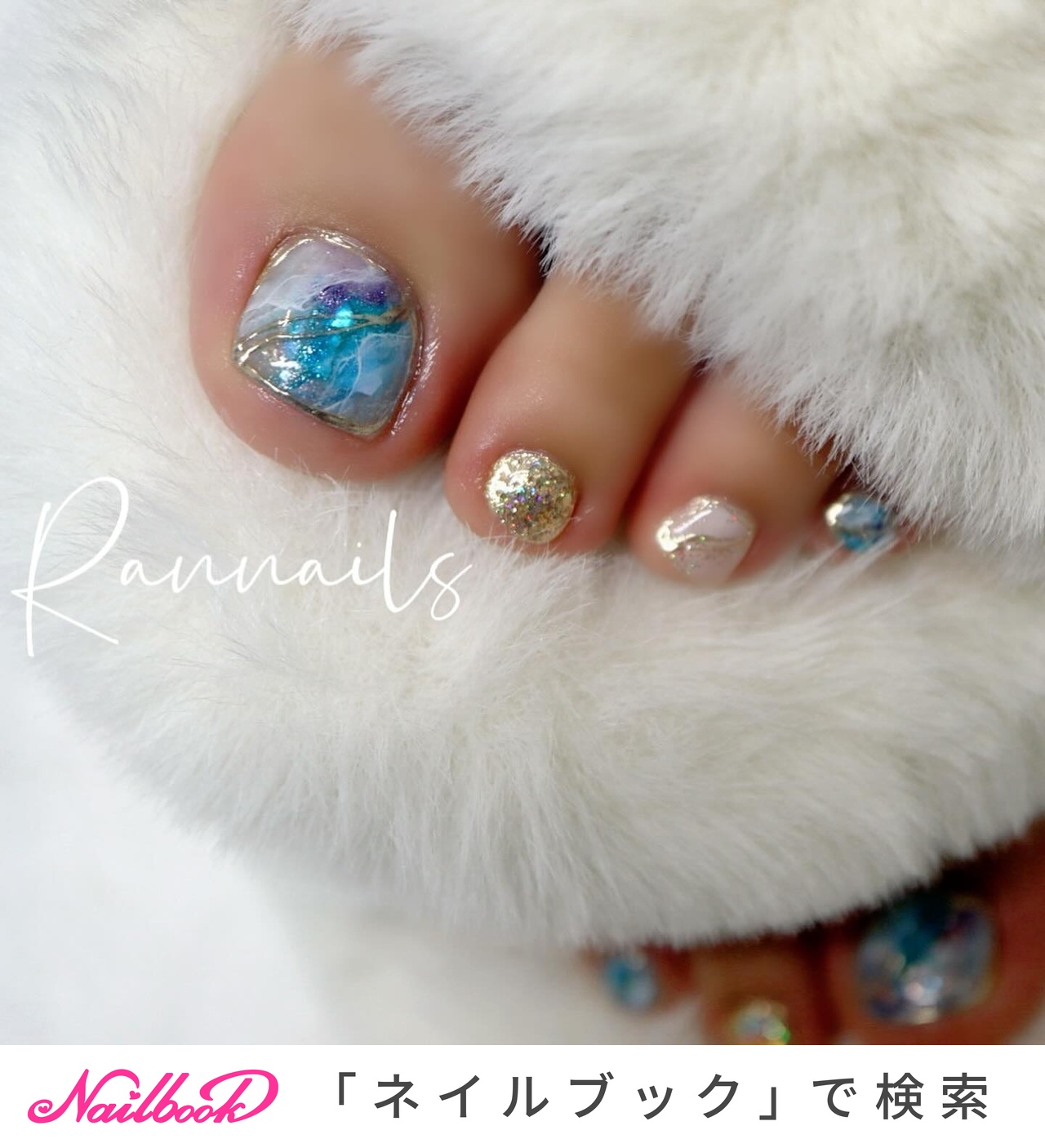 2025年】新着順｜ブルー(青)/#キラキラフットネイルのネイル