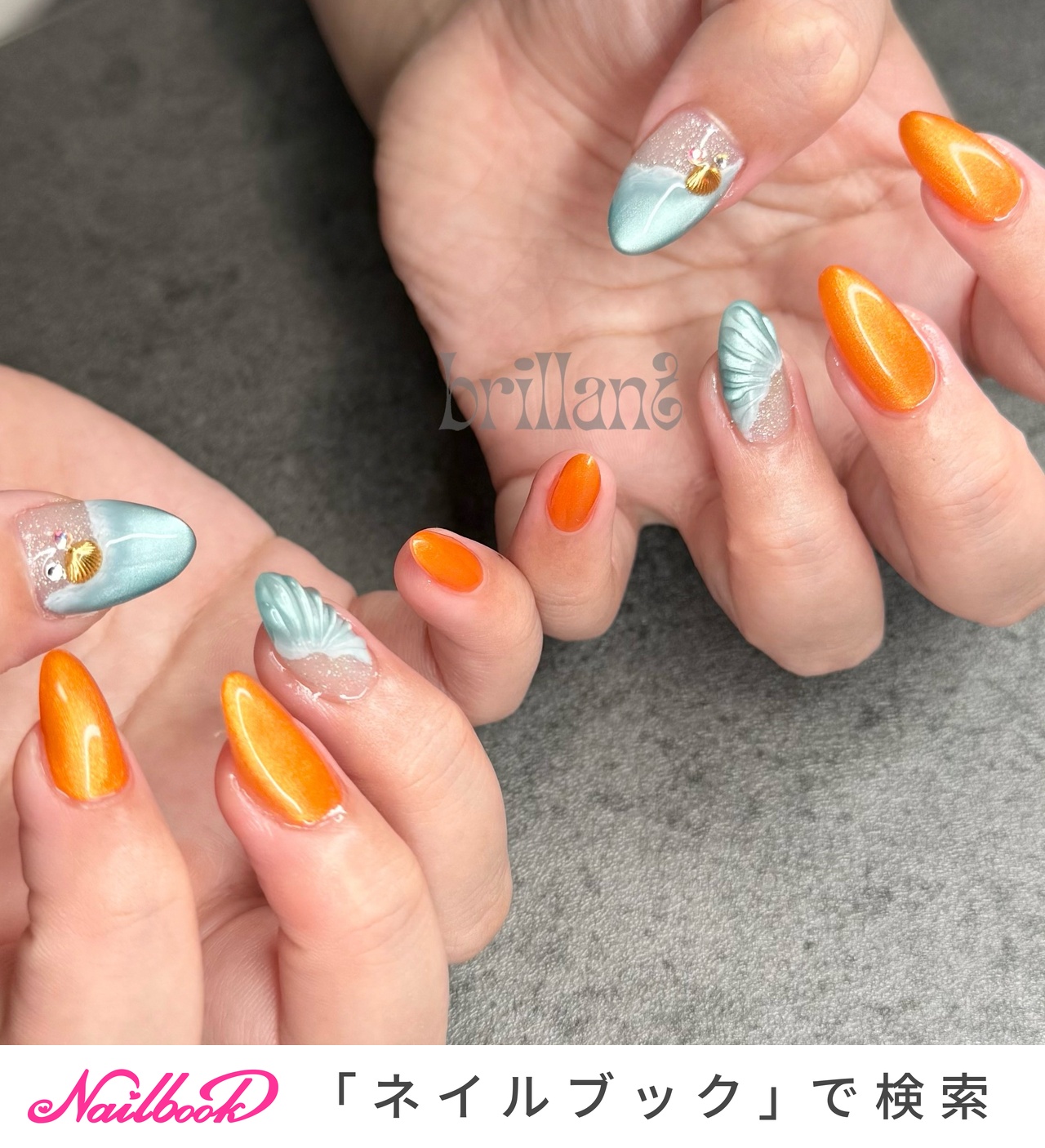 ネイルチップオーダー フルーツネイル マグネットネイル オレンジ