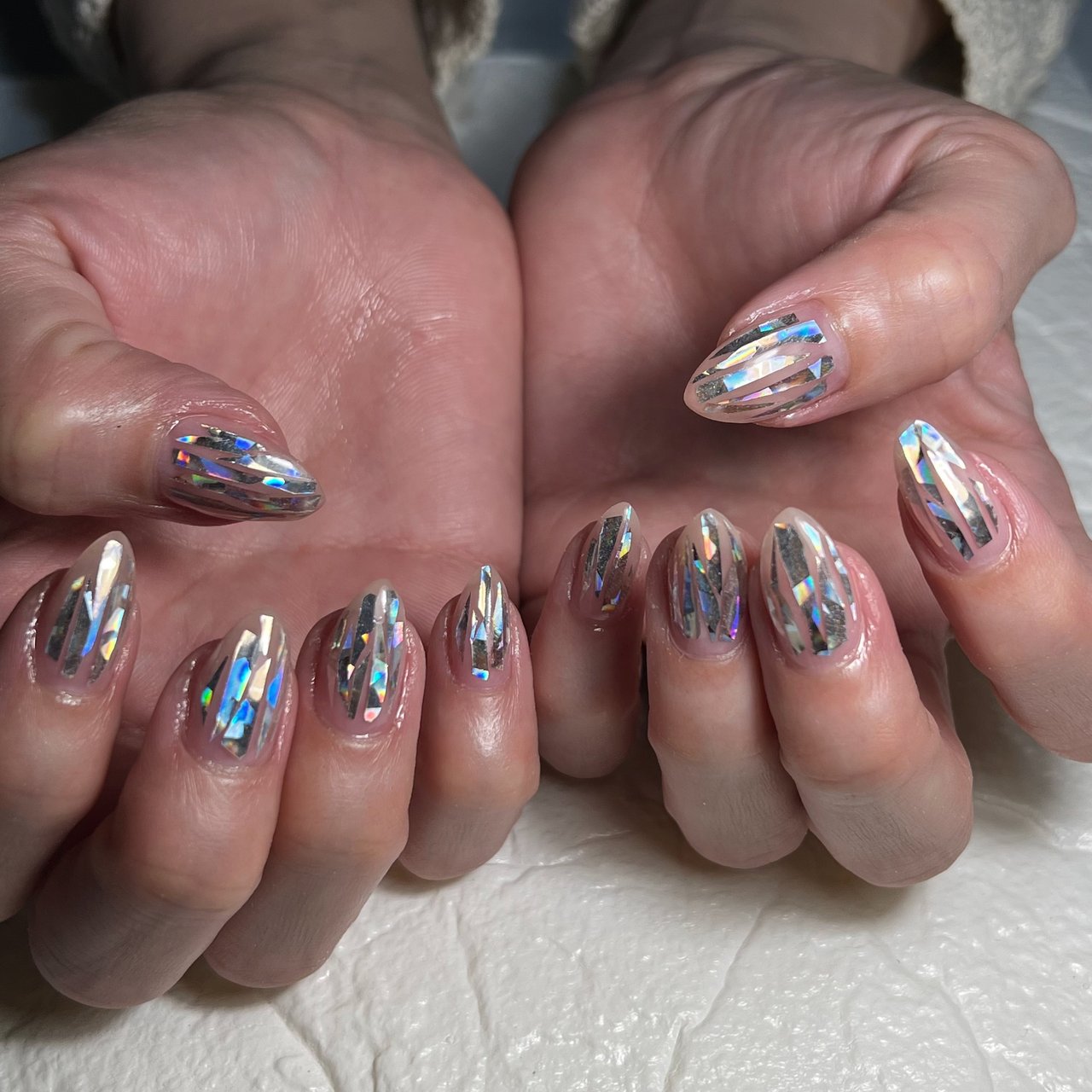 ハンド/クリア/シルバー/メタリック/ジェルネイル - nail