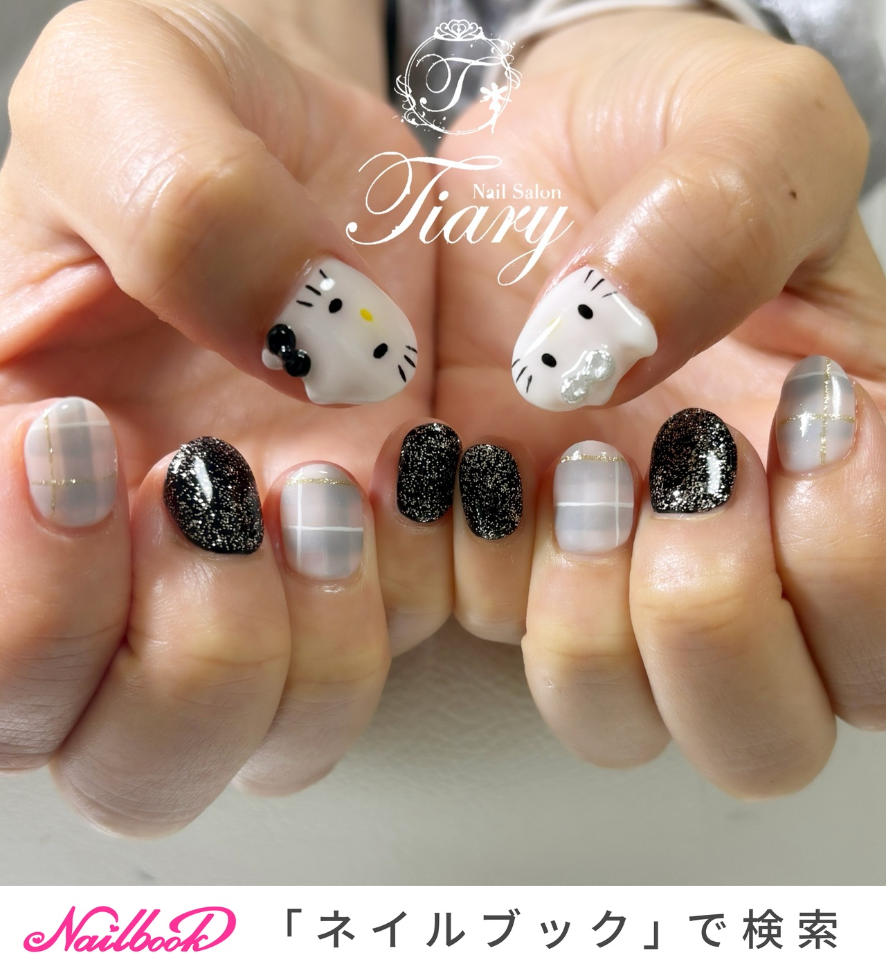 ラメ/グレー/ブラックのネイルデザイン｜ネイルブック
