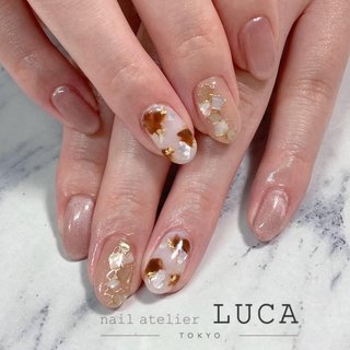 ベージュマグネットべっ甲ニュアンスネイル シェル アイボリー 韓国 ちゅるん 秋 ベージュマグネットべっ甲ニュアンスネイル シェル アイボリー 韓国