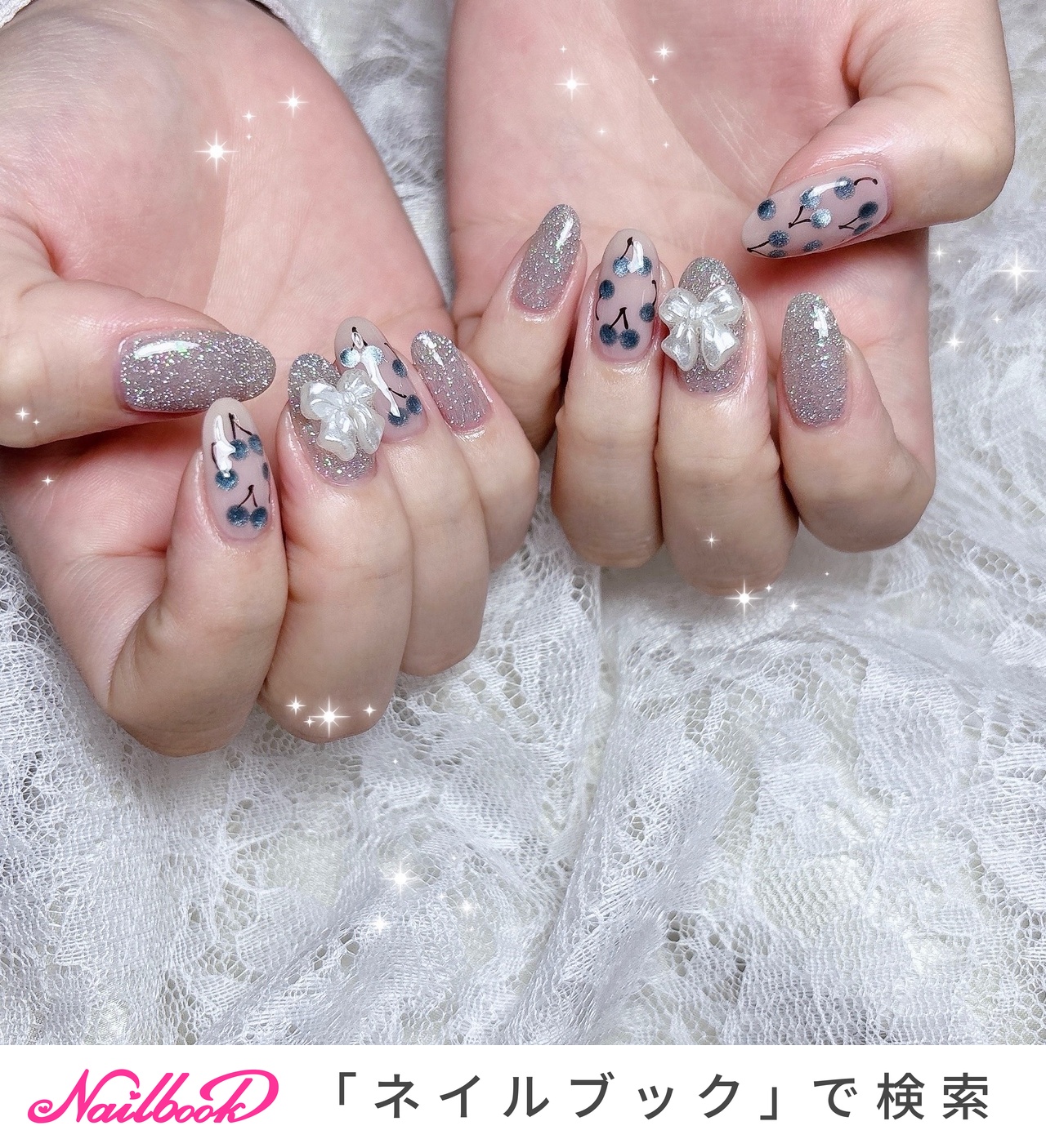 ネイルチップ オーダー さくらんぼ フラッシュ マグネット フルーツ