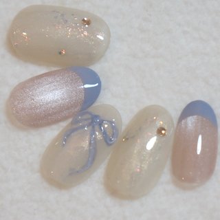 オーロラ/リボンのネイルデザイン｜ネイルブック