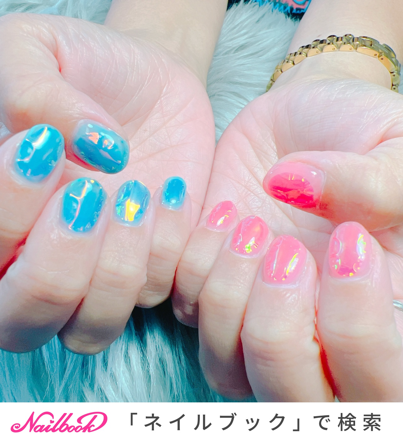 夏/オールシーズン/ハンド/オーロラフィルム/キラキラ - Link nailの