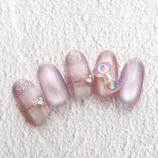 オーロラリボンのネイルデザイン｜ネイルブック