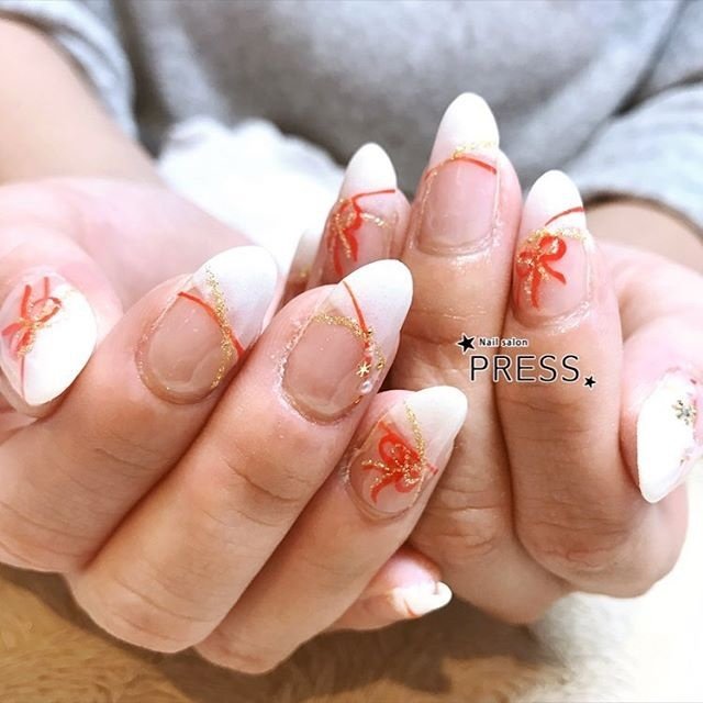 冬 お正月 クリスマス ハンド フレンチ Nail Pressのネイルデザイン No ネイルブック