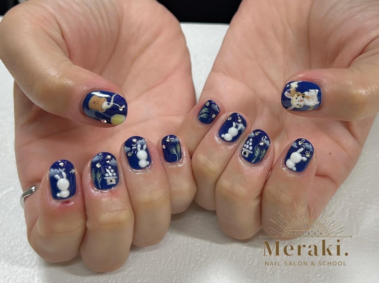 秋/ニュアンス/ネイビー/ジェルネイル/お客様 - Meraki.のネイル