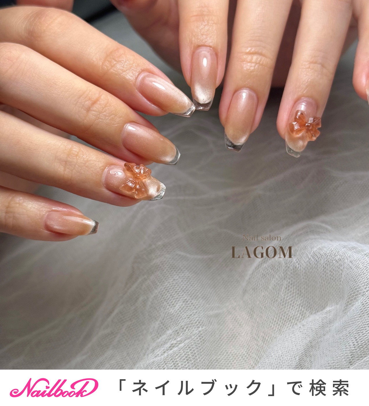 リボン/#クリアフレンチのネイルデザイン｜ネイルブック