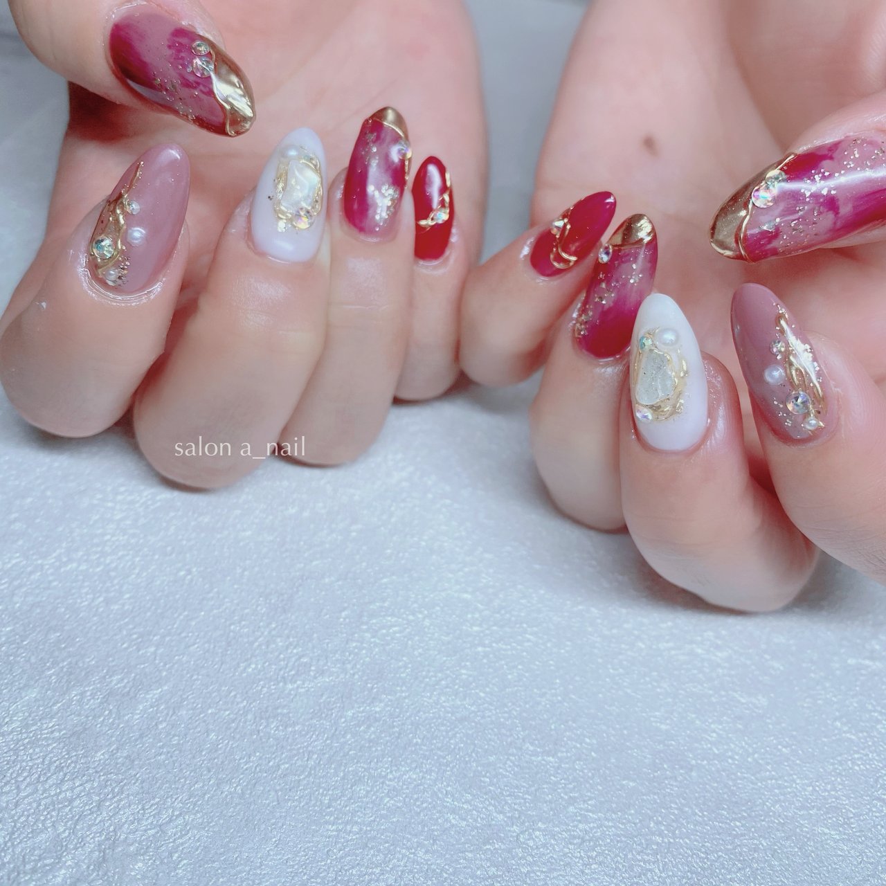 夏/オールシーズン/シェル/ニュアンス/ミラー - Salon A_nailのネイル
