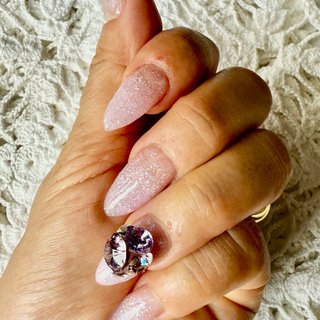 ネイルチップ ワンホン チーク グラデーション vカットストーン ピンク