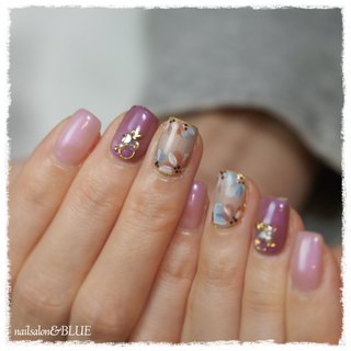 ホワイト/ピンク/パープルのネイルデザイン｜ネイルブック