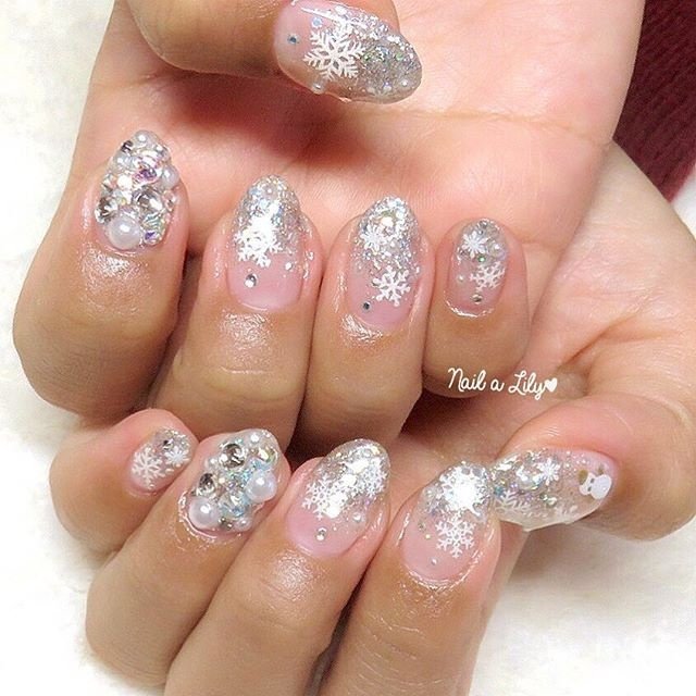 冬 お正月 クリスマス グラデーション ラメ Nailalily ネイルアリ