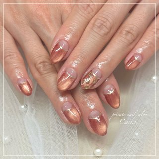 ネイルチップ オーダー ミラー ニュアンス レオパード フレンチ