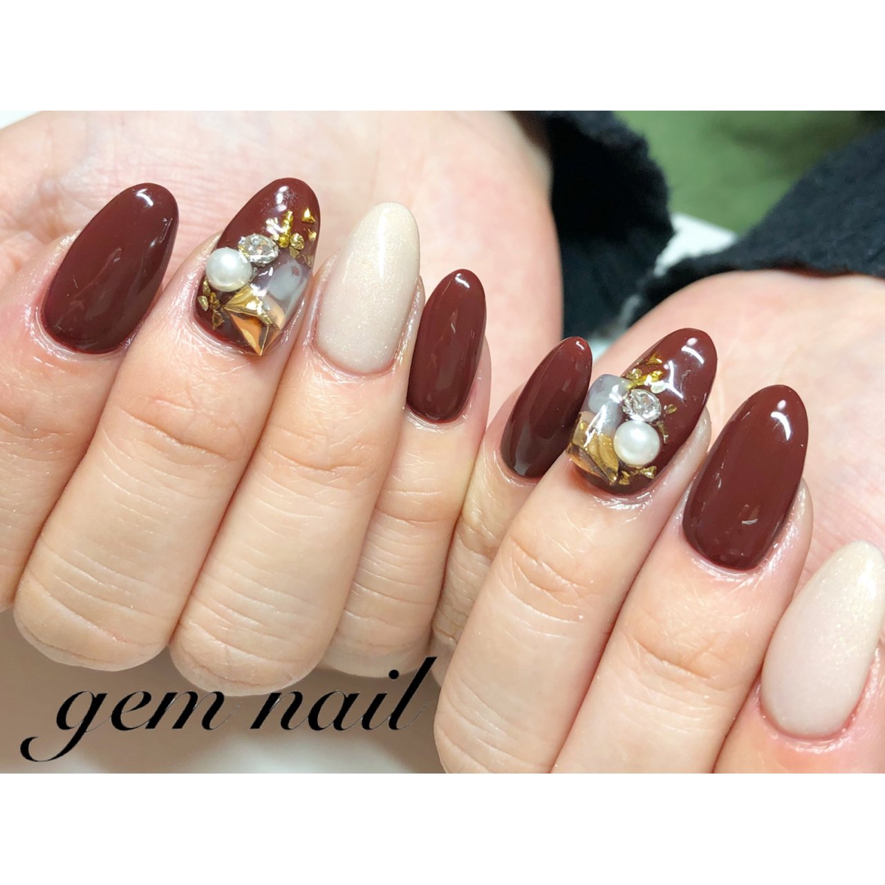 秋 冬 クリスマス ハンド 大理石 Gem Nail24のネイルデザイン No ネイルブック