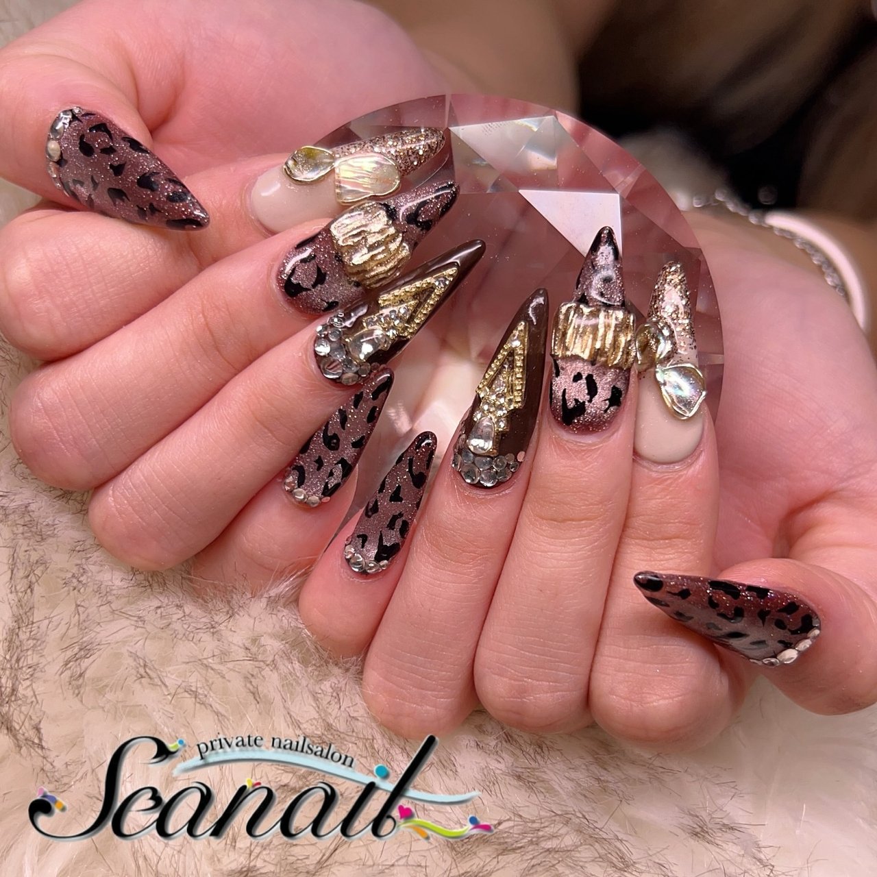 秋/マグネット/レオパード/ブラウン/ジェルネイル - 小尾のネイル