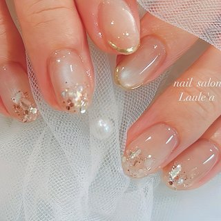 ぷっくりグレージュオーロラうるうるニュアンスネイル ミラー 韓国