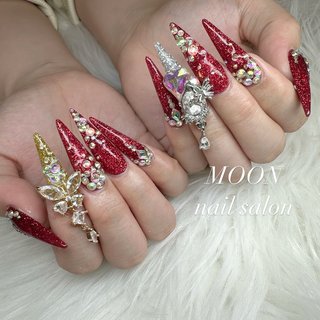 ネイルチップ 量産型 フリル ツイード 羽 推しネイル ゴテゴテ 赤 #12 ピンク黒401XS～404M☆ブラック量産型地雷系サブカルゴシック