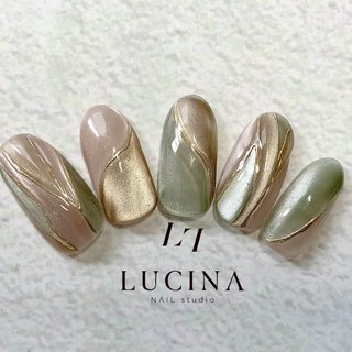 グリーン(緑)/#マグネットフレンチのネイルデザイン｜ネイルブック