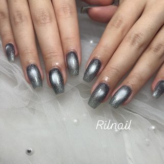 シルバーマグネット　ワンホンネイル　キルティング　ネイルチップ bdb0e055f65eb3b747119b117bd90a