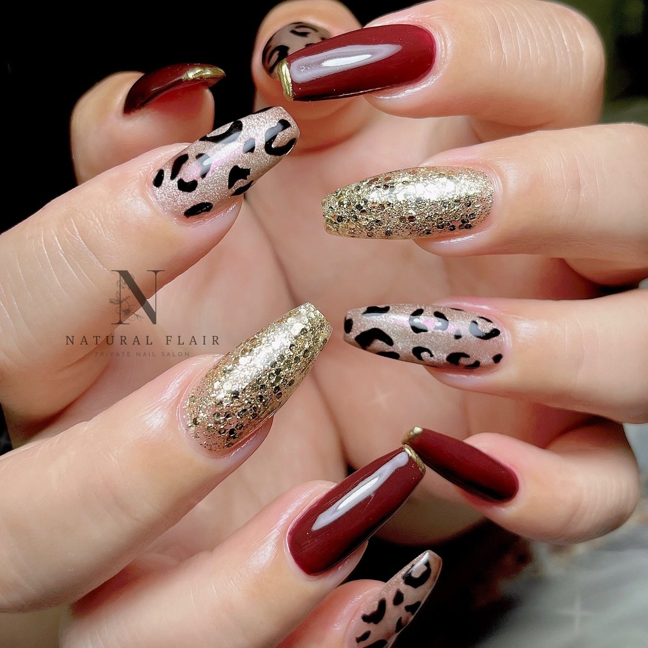 秋/マグネット/ミラー/レオパード/ジェルネイル - Iwaya ナチュラル