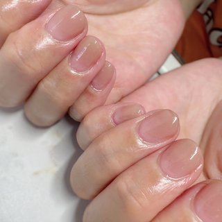 【308】オーダー❉クリアラメベージュ&ミルク 普段使いグラデーションネイル 308】オーダー❉クリアラメベージュ&ミルク 普段使い