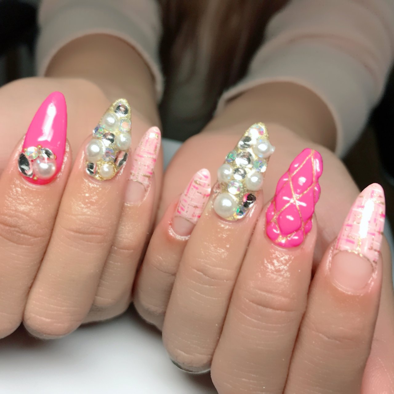 ハンド ツイード キルティング ジェル お客様 Luna Nail Aiko のネイルデザイン No ネイルブック