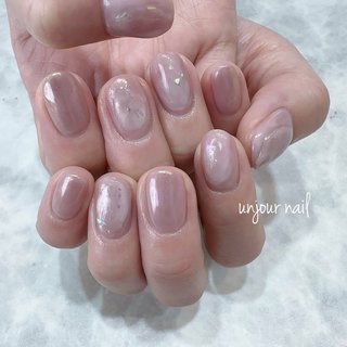 ぷっくりグレージュオーロラうるうるニュアンスネイル ミラー 韓国