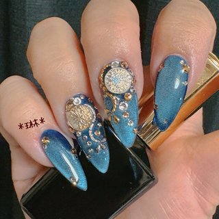 ネイビーマグネット♡ネイルチップ ネイビー マグネットネイルチップ/キラキラ/ピクシー - メルカリ