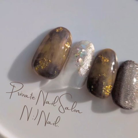秋/ハンド/ニュアンス/べっ甲/マグネット - N:)Nail 苫小牧市 Private 