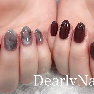 ［46］ネイルチップ チェックネイル ニュアンス マーブル ブラウン 秋 冬 46］ネイルチップ チェックネイル ニュアンス マーブル ブラウン 秋 冬