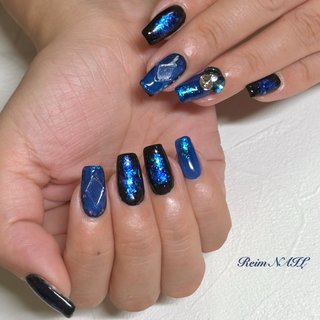 ブラック(黒)/#宝石ネイルのネイルデザイン｜ネイルブック