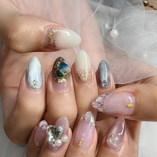 冬/リゾートのネイルデザイン｜ネイルブック シルバーマグネットネイル