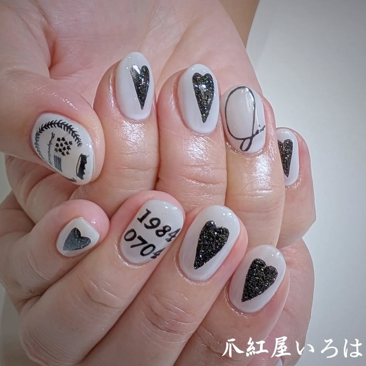 ハンド/ハート/モノトーン/ジェルネイル/ネイルチップ - いろは